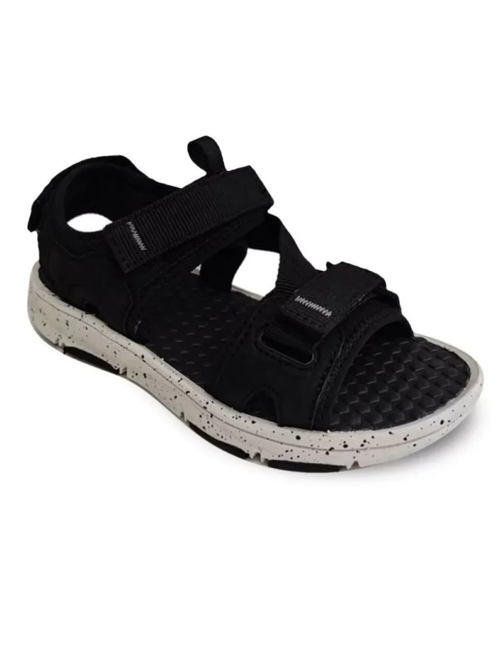 Sonoma Sandals 3 Boys Sonoma Black Sport Open Toe Fx Leather Velcro Straps